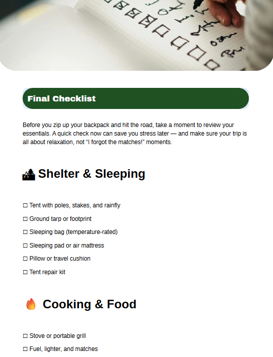 Camping Essentials Checklist